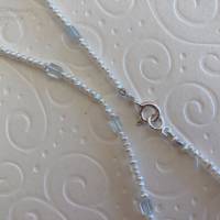 Perlenkette mit Aquamarin, Saatperlen/Zuchtperlen und Edelstein, Brautschmuck, Geschenk Frauen, Handarbeit aus Bayern Bild 9