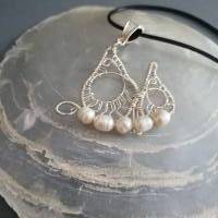 Draht Schmetterling im Süßwasser Perlen/ Schmuck aus Draht/ Drahtschmuck mit Perlen/ Unikat Halskette Bild 4