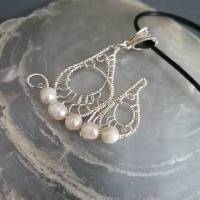 Draht Schmetterling im Süßwasser Perlen/ Schmuck aus Draht/ Drahtschmuck mit Perlen/ Unikat Halskette Bild 5