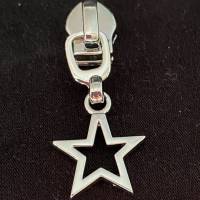 Zipper Small Star, breit, silber / Schieber für Reißverschlüsse mit Spiralraupe Bild 1