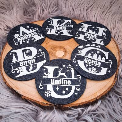 Personalisierte Filzuntersetzer Weihnachten – Mit Namen & festlichen Motiven