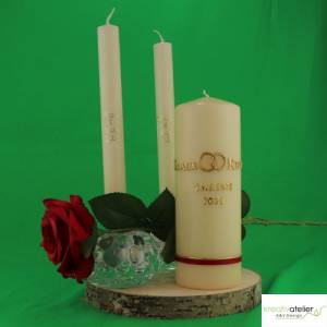schlichte Goldhochzeitskerze in bisquit mit Ringen, Hochzeitstagskerze, Kerze Hochzeitstag Geschenk Hochzeitstag Bild 8