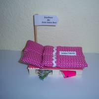 Geldgeschenk-Zuschuss für Dein neues Bett-Hochzeit,Geschenke Geburtstag-Geldgeschenkverpackung, Streublumen pink Bild 1