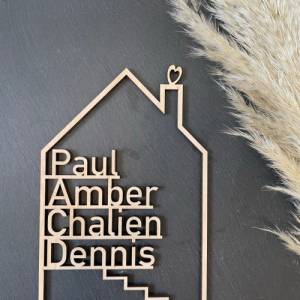 Haus mit Namen aus Holz - personalisiertes Holzhäuschen als Geschenk zum Einzug - Türschild 9mm Bild 5