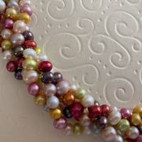 Perlenkette bunt mit fünf Strängen und Verschluss Si925, mehrfarbiges Perlencollier, Geschenk Frau,Handarbeit aus Bayern Bild 9