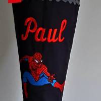 Schultüte mit Namen,Einschulung,Schultüte aus Stoff,Spiderman,Genähte Schultüte,Taekbärdo Bild 1