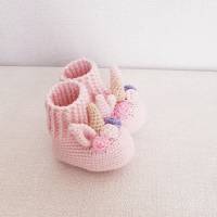 Einhorn, Baby Schuhe, Neugeborene Schuhe, Baby shower Geschenk, Schwangerschaft Geschenkbox, Einhorn Bild 2