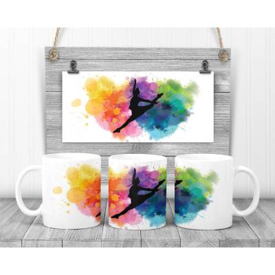 Tasse mit Tanzmariechen/-major oder Gardemädchen-Silhouette aus deinem Foto | Gardetanz Watercolor Style