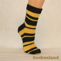 FAN - Socken schwarz - gelb in Gr. 40-41, Damensocken / Herrensocken handgestrickt Bild 1