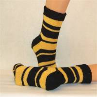 FAN - Socken schwarz - gelb in Gr. 40-41, Damensocken / Herrensocken handgestrickt Bild 4