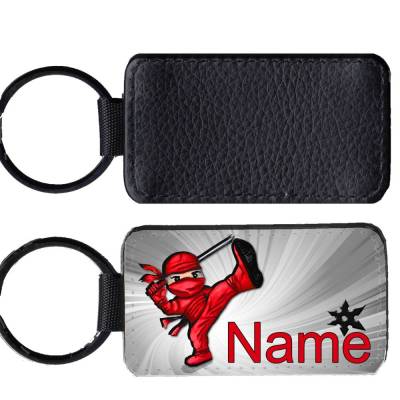 Kunstleder Schlüsselanhänger mit Name / Ninja / personalisierbar