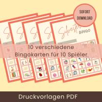 Silvester Bingo Partyspiel PDF 10 Bingokarten für Kinder & Erwachsene druckbare Datei Familienspiel Neujahrsspaß Bild 3