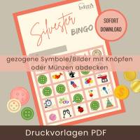 Silvester Bingo Partyspiel PDF 10 Bingokarten für Kinder & Erwachsene druckbare Datei Familienspiel Neujahrsspaß Bild 4