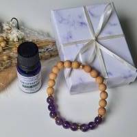 Aromatherapie Geschenkset für Frauen mit Amethyst Diffusor Armband und Aromaöl für inneren Frieden Bild 1