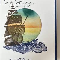 Maritime Geburtstagskarte mit Schiff Grußkarte Handarbeit Unikat Bild 5