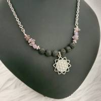 Keltische Blume des Lebens Halskette mit Lava & Amethyst Perlen /Keltische Thread Kette/ Rustikaler Schmuckset Bild 1