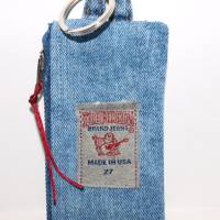 Schlüsselanhänger Jeans upcycling Minitäschchen für Schlüsselbund mit RV Bild 2