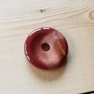 Mookait Donut 30mm - hellrot gebändert - Mookait Anhänger Donut Unikat Bild 1