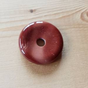 Mookait Donut 30mm - hellrot gebändert - Mookait Anhänger Donut Unikat Bild 2