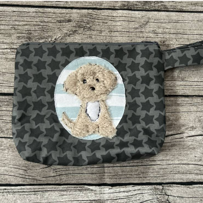 Kinder Waschbeutel, Spielzeugbeutel Beutel für Kleinzeug Sterne mit Hund