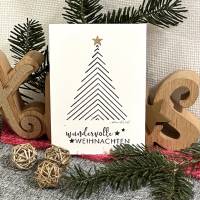 Weihnachtsbaum mit Fineliner auf Weihnachtskarte - GOLD - wundervolle WEIHNACHTEN - GOLD - danielb.art Bild 1