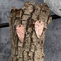 Schimmernde Kupfer Ohrhänger mit Struktur No9, runde Edelstahlhaken roségold Bild 2