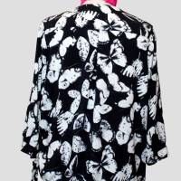 Damen Tunika Bluse  | Motiv Schmetterlinge in Schwarz/Weiß | Bild 2