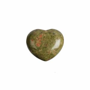 Unakit (Epidot) Steinherz klein (ca. 2,8x2,8cm - Taschenherz) - kleines Epidot Herz - kleines Unakit Herz Bild 1