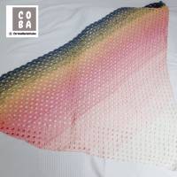 Dreickeckstuch Schal Stola Schultertuch gehäkelt grau gelb rosa weiß 100 % Baumwolle Bild 3
