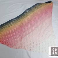 Dreickeckstuch Schal Stola Schultertuch gehäkelt grau gelb rosa weiß 100 % Baumwolle Bild 4