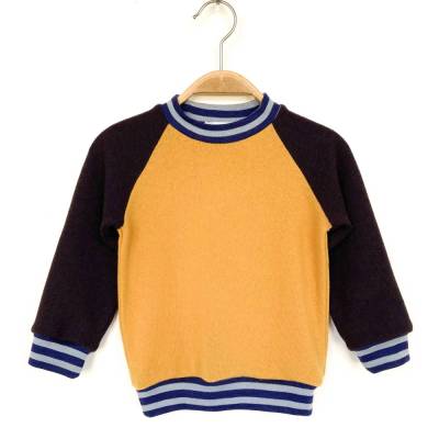 Wollpullover Größe 86 gelb braun blau Upcycling Kinderpullover Winterpullover