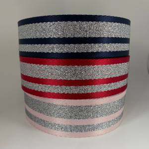 Gurtband Silver Stripes, 38mm, dunkelblau, Nylon Bild 3