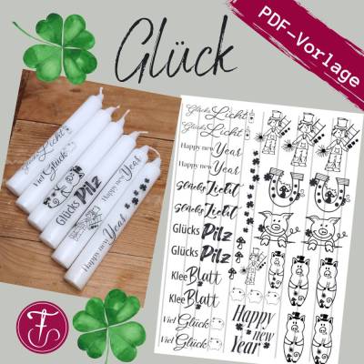 Vorlage für Kerzentattoo Glück pdf Advent Kerzensticker für Wasserschiebefolie