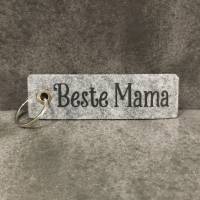 Schlüsselanhänger aus grauem Filz mit der Aufschrift 'Beste Mama' und 'Ich liebe dich' - Abverkauf Bild 6