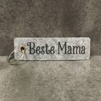 Schlüsselanhänger aus grauem Filz mit der Aufschrift 'Beste Mama' und 'Ich liebe dich' - Abverkauf Bild 7
