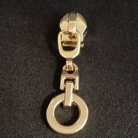 Zipper Rounds, breit, gold / Schieber für Reißverschlüsse mit Spiralraupe Bild 1