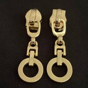 Zipper Rounds, breit, gold / Schieber für Reißverschlüsse mit Spiralraupe Bild 2