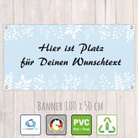 Banner Winterzeit 100 x 50 cm - personalisierbar | Pflanzen-Ornamente - personalisierbar mit Wunschtext Bild 1