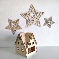 Sterne mit Sternmuster aus Holz, 3er-Set Bild 4
