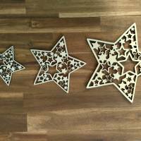 Sterne mit Sternmuster aus Holz, 3er-Set Bild 7