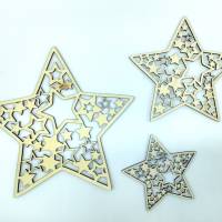 Sterne mit Sternmuster aus Holz, 3er-Set Bild 8