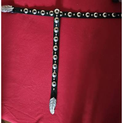 Wechsel-Gürtel mit Concha, mit Seitenteil, passend zum indianischem Outfit im Set (2 Teile), (GÜ 30 P)