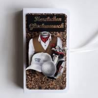 Golf Geldgeschenk Glückwunschkarte Mann Sport Gutschein- und Schokoladenfach Bild 1