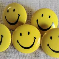 Motivknopf Smiley, Kunststoff, gelb, Stegknopf, Einzelverkauf, Kinder, Deko Bild 2