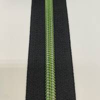 Reißverschluss „Intense Colors“, schwarz, grün, breit, Endlosreißverschluss, metallisierte Kunststoffraupe, Meterware Bild 2