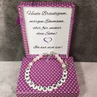 Armband mit Geschenkbox für die Bräutigammama - Heute Bräutigam, morgen Ehemann, aber für immer dein Sohn! Bild 1