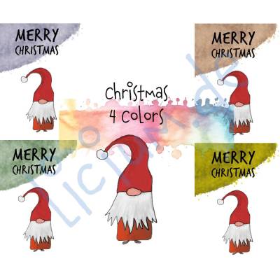 Weihnachtskarte zum Ausdrucken – Kleiner Weihnachtsmann in 4 Farben (digitale Datei, A6, PNG & PDF)