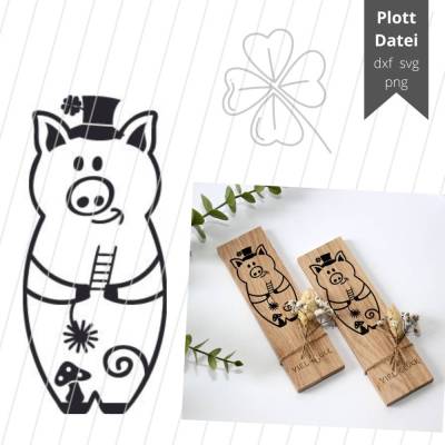 Plotterdatei Glücksschwein Glücksbringer Schwein