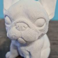 3D Bulldogge sitzend in weiß / schwarz - Pastelltöne möglich Bild 1
