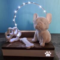 3D Bulldogge sitzend in weiß / schwarz - Pastelltöne möglich Bild 5